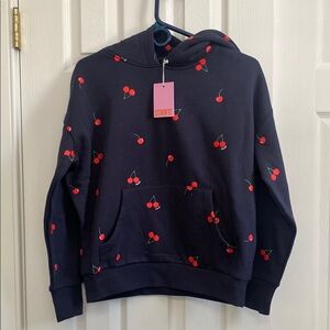 Kids Cherry Print Hoodie - Navy